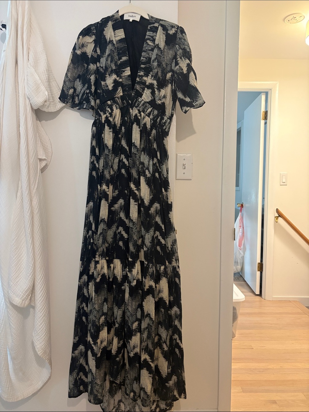 Bash long black icat printed dress